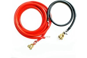 PAKA TOOLS Made in USA - Battery Relocation Kit, 2 AWG Cable, Top Post 12 FT RED 3 FT Black (Free Brush)