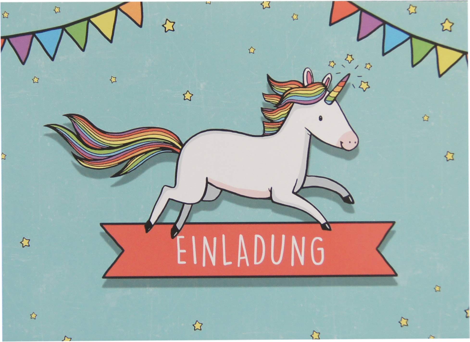 Perleberg Birthday Invitation Cards with Envelope in White – High-Quality Birthday Invitation with Cute Unicorn Motif Pack of 5 – Children's Birthday Invitation Cards 10.5 x 14.5 cm