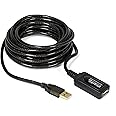 Plugable 5 Meter (16 Foot) USB 2.0 Active Extension Cable Type A Male to A Female - Driverless