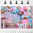 First Birthday Backdrop for Girl 1st One Year Old First Birthday Cake Smash Decor Backdrop Photo Studio Photography Background Photoshoot(7x5ft)