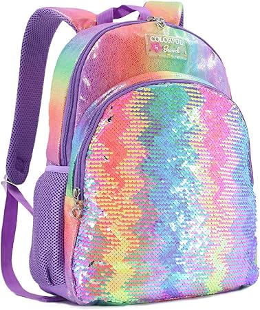 girls flip sequin rainbow heart backpack