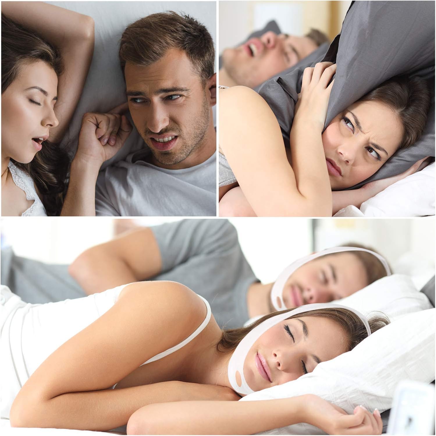 Chin Strap for Cpap Users Anti Snoring Devices - Forzacx Breathable Cpap Chin Strap Snoring Solution, Soft Non-Stick Hair Snore Stopper, Elastic Easy to Wear - White: Health & Personal Care