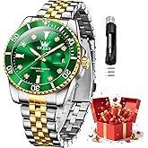 OLEVS Watch for Men Stainless Steel Quartz Business Dress Diamond Large Dial Waterproof Mens Watches with Date Wrist Watch