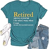 Qskall Retirement Shirts for Women Retired Teacher T-Shirt Grandma Retired Tee Tops