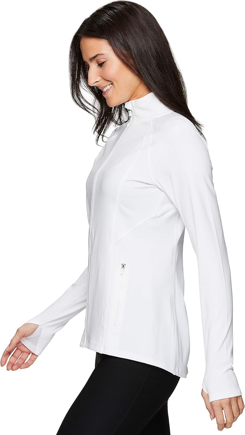 RBX Active Women's Athletic Performance Peached Ultra Soft Zip Up Running Jacket with Pockets: Clothing