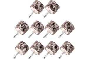 Koopi 10 Pack 1-3/8" x 1" x 1/4" Shank Mounted Flap Wheels, 60 Grit Aluminum Oxide Sanding Flap Wheels for Drill - Abrasive Grinding Tool