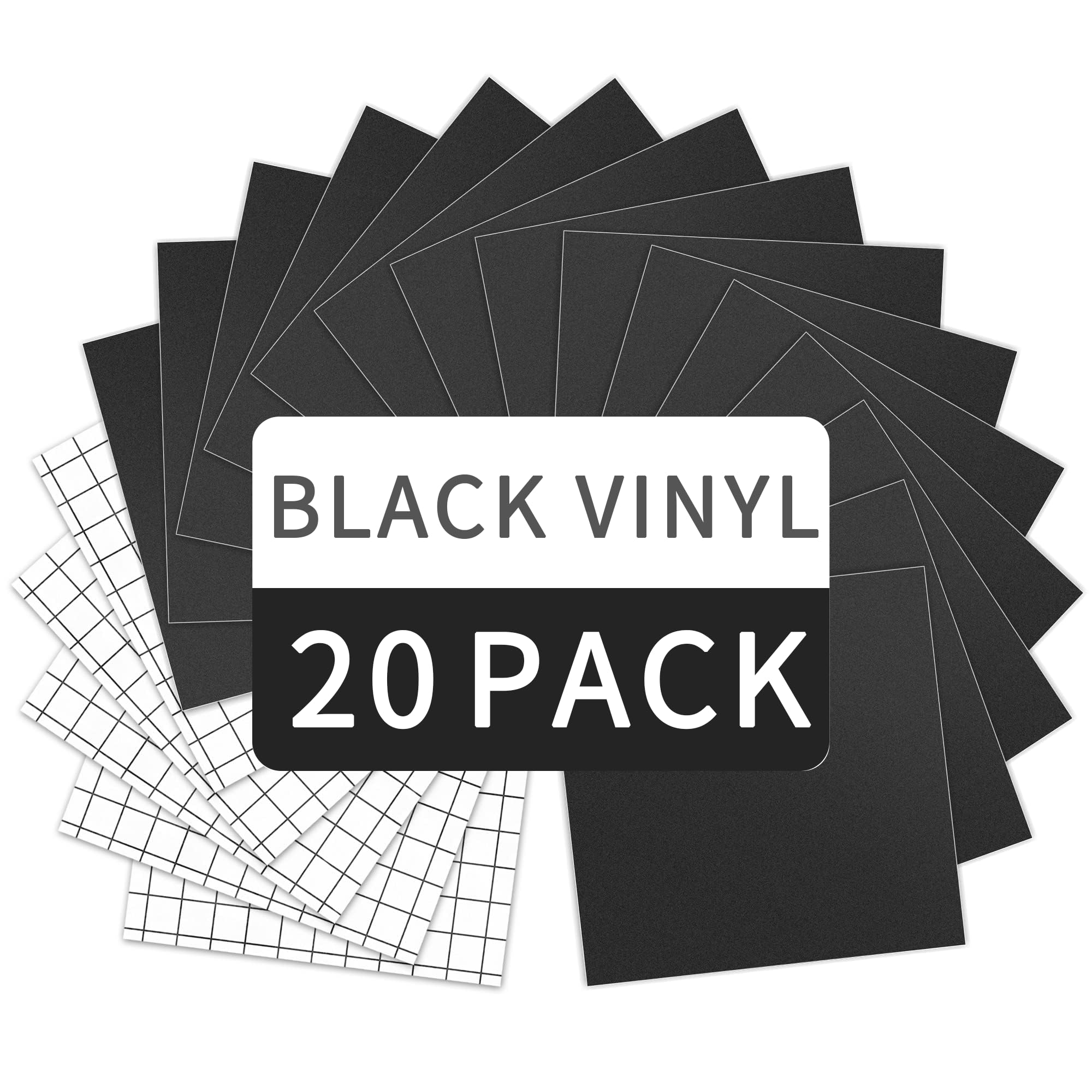 Photo 1 of HYPERTAI Permanent Adhesive Vinyl Sheets, Matte Black Premium Adhesive Craft Vinyl, (15 Pack, 12" x 12") and 5 Transfer Tape for Deco Stick
