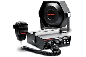 LAMPHUS SoundAlert 12V 100W Police Siren PA System Kit [Slim Speaker] [118-124dB] [Handheld Microphone] [Hands-Free] Warning Emergency Siren for Vehicles Tow Truck UTV ATV Van Car POV RV