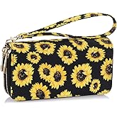 XEYOU Double Zipper Long Clutch Wallet Cellphone Wallet for Women with Removable Wristlet Strap for Credit Card, Cash, Coin, Bill