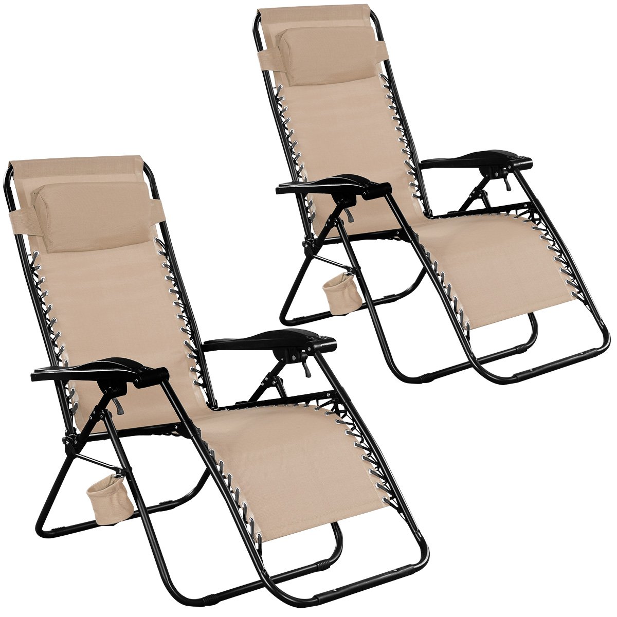 Goplus 2Pc Zero Gravity Chairs Lounge Patio Folding Recliner Outdoor Yard Bea.. 21 71t bpB2QML