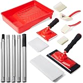 &zwnj;Paint Edger Tool Kit, 9-Inch Pad Set with 5-Section Threaded Extension Rod, 10 Pcs Set with Trim Touch-Up Pads, Corner &amp; Ceiling Painter, 360&deg; Rotating Handle Paint Edger with Refill Pads