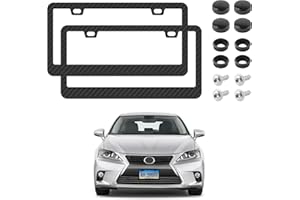 2PCS Car Carbon Fiber License Plate Frame,License Plate Cover Kit with Screws Washers Caps Fit Standard Canadian License Plat