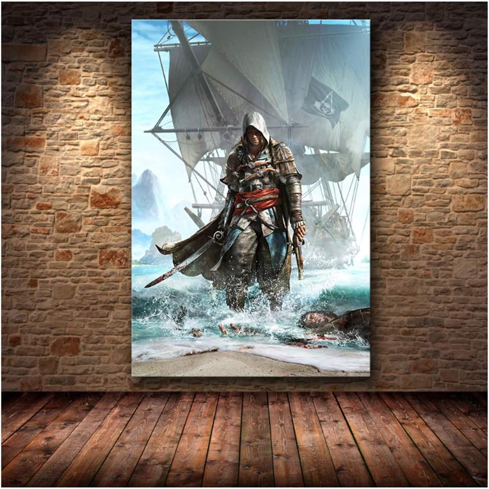 The Game Poster Decoration Painting of The Assassin's Creed on HD Canvas Canvas Painting Art Poster Wall Art Canvas -50x70cm No Frame