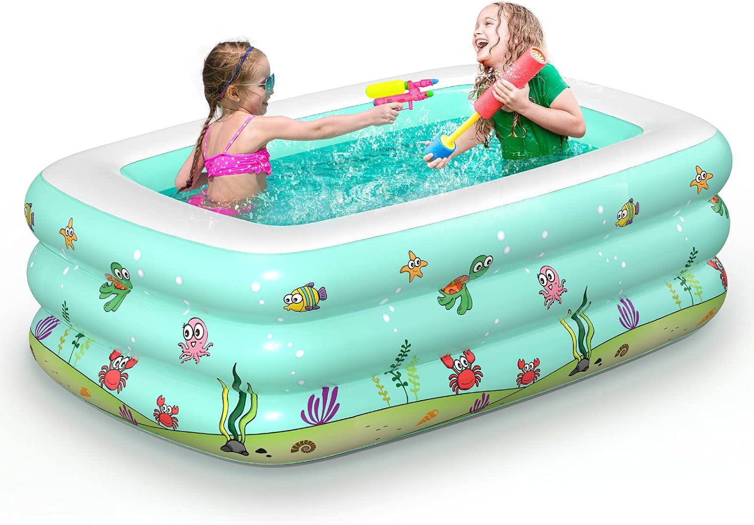Inflatable Baby Swimming Pool, Portable Inflatable Kiddie Pool, Rectangular Kiddie Paddling Pool Indoor&Outdoor, Child/Children Little Pump Pool Swim Center for Garden, Backyard, Summer Water Party: Kitchen & Dining