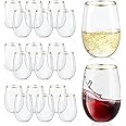 20 Pack Plastic Stemless Wine Glasses, 16 OZ Plastic Wine Glasses Disposable Unbreakable Plastic Wine Cups Reusable Clear Acr