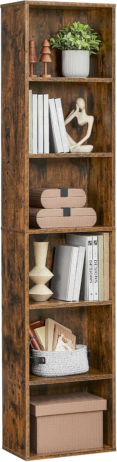 VASAGLE 6-Tier Bookcase 24x40x178.5 cm Rustic Brown LBC167K01