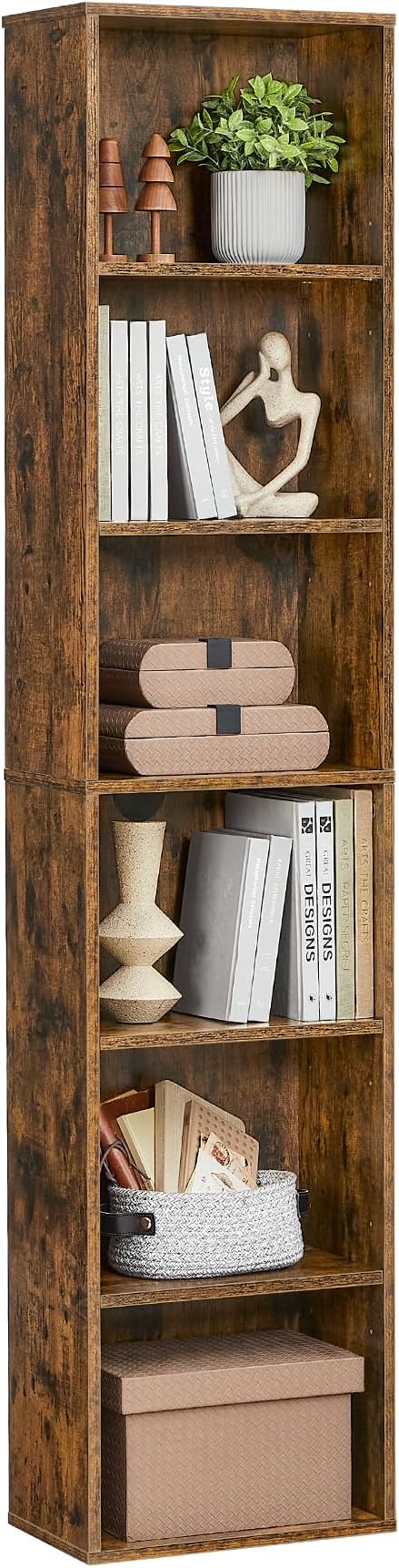 VASAGLE 6-Tier Bookcase 24x40x178.5 cm Rustic Brown LBC167K01