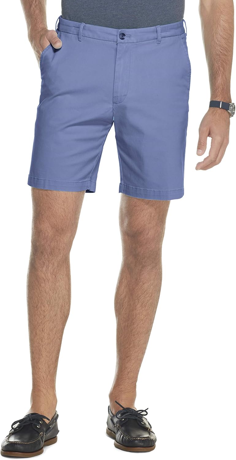 IZOD Men's Saltwater 9.5" Flat Front Chino Short at  Men’s Clothing store