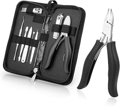 Wellehomi Toenail Clippers Heavy Duty Podiatrist Kit 11 Tools Gift Case