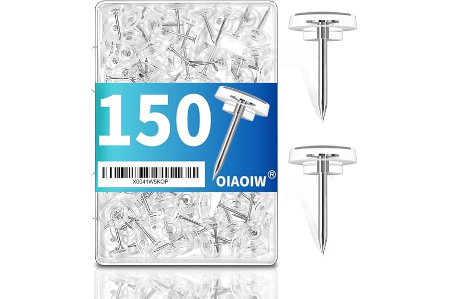 150PCS Clear Thumb Tacks for wall Push pins for wall thumbtacks for Hanging | Flat tacs for wall for bulletin board for shadow box display