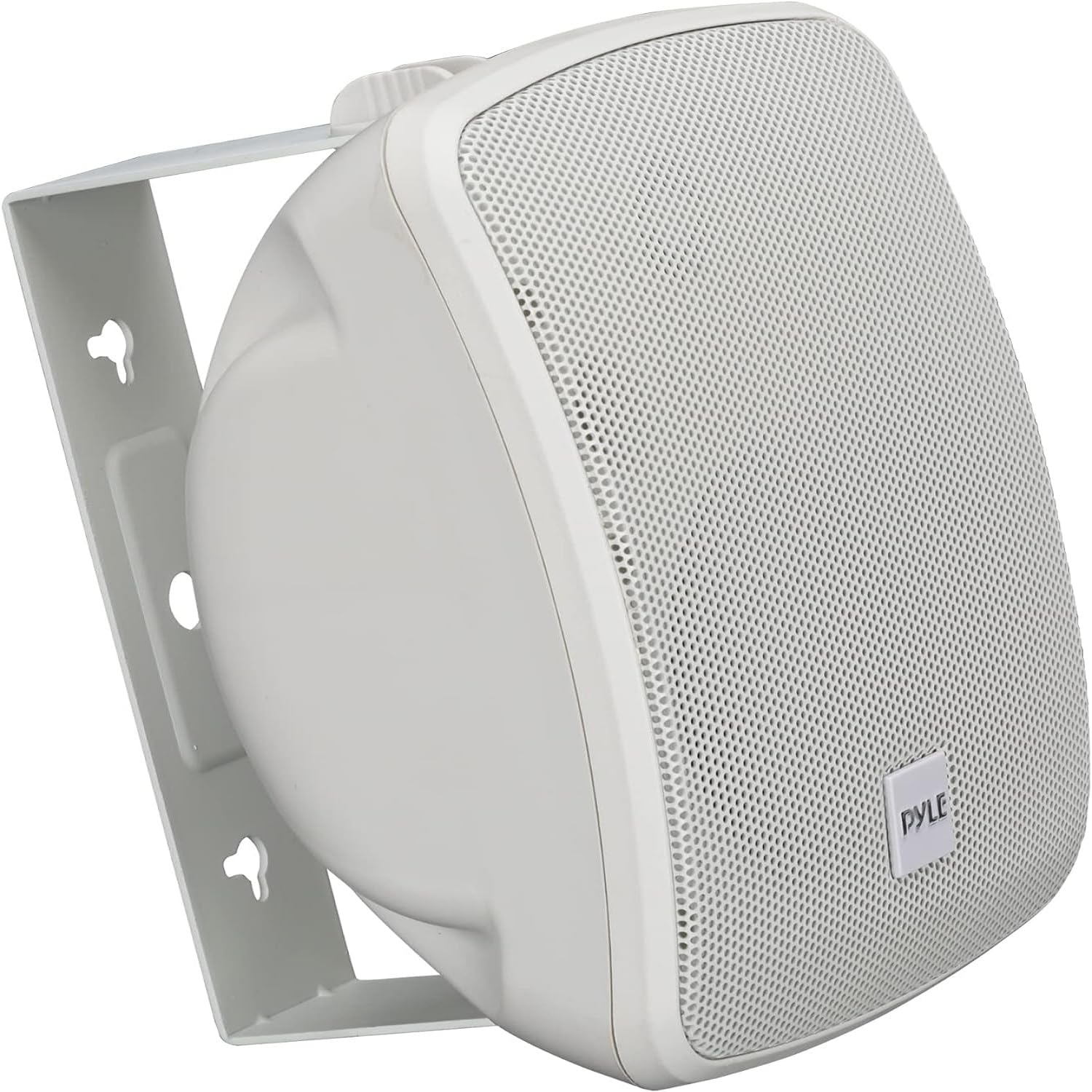 Pyle Wall-Mount Outdoor Patio Speaker - 3.5” 2-Way Weatherproof Wall or Ceiling Mounted Commercial Speakers w/Built-in 70V Transformer, Waterproof Cabinet, Aluminum Grill, for Pool, PA, Indoor(White)