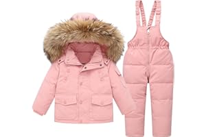 Kids 2-Piece Snowsuit Toddler Ski Suit Set Winter Wear Down Jacket Ski Jacket & Snow Bib Pants, 2-6 Years