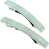 Camila Paris CP3072 French Hair Barrette Clip for Girls, Set of 2 Mint Rubberized Metal Clasp Strong Hold Grip Hair Clips for Women, No Slip Durable Styling Girls Hair Accessories, Made in France