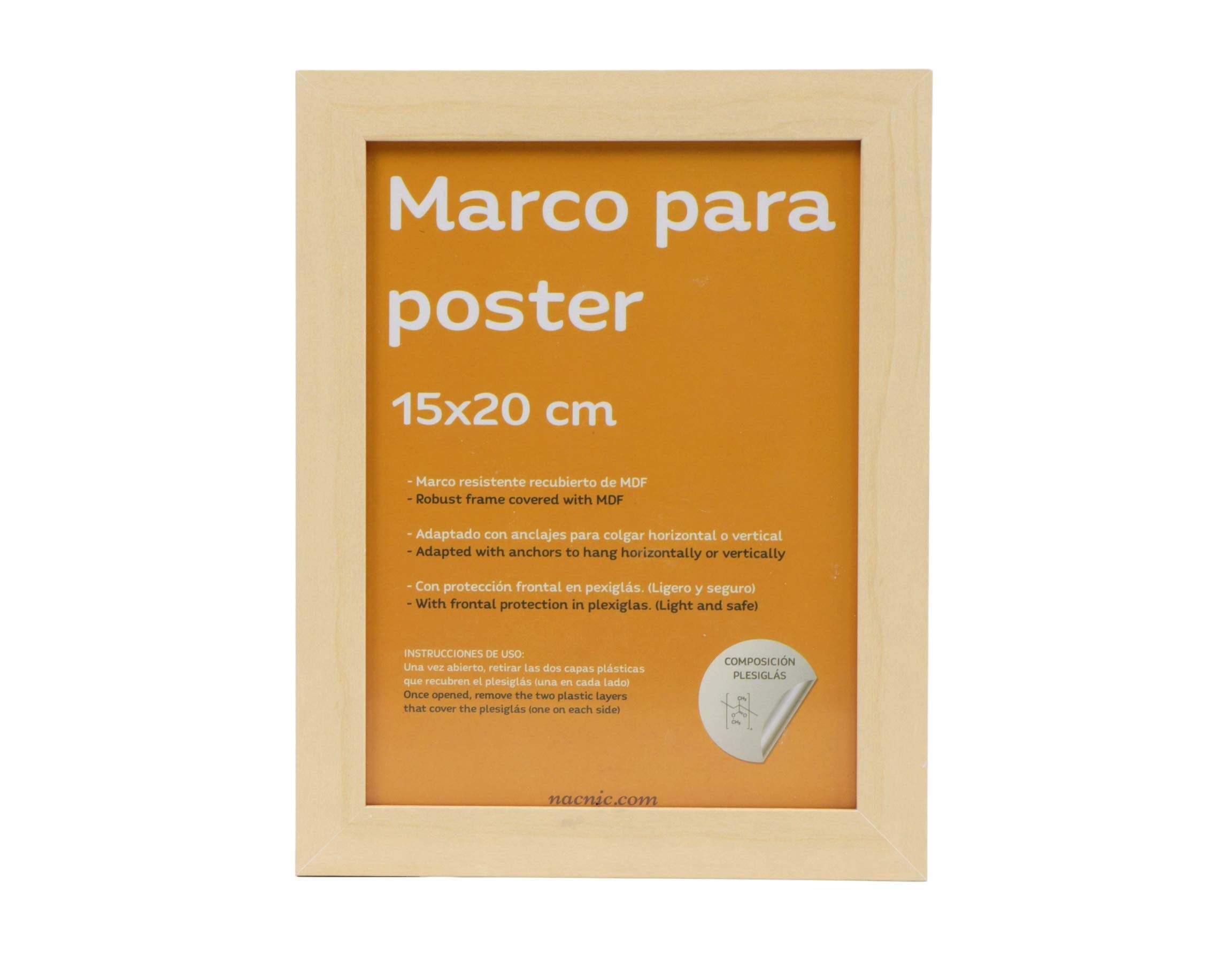 Nacnic Robust Classic photo frame to protect and display photos, diplomas, billboards, posters, pictures... Frames in different sizes and colours. Wood, size 15x20 cm