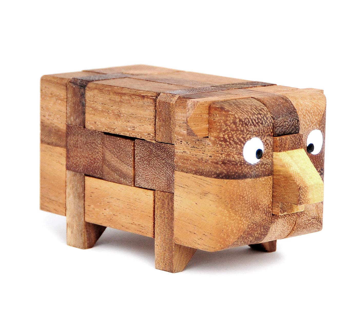 Logica Puzzles Art. Piggy - 3D Brain Teaser in Fine Wood - Difficulty 3/6 Hard - Leonardo da Vinci Collection