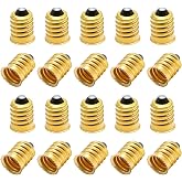 Qjaiune 20Pack E14 to E12 Pure Copper Light Bulb Adapter Converter | Rated 250V 75W, Heat Resistant 200℃, Superior Conductivity, Screw-In Install, for LED Bulbs European To Candelabra