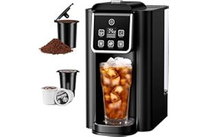 SHARDOR Single Serve Coffee Maker 2.0, Hot and Iced Coffee Machine for K Cup Pods & Ground Coffee, 6 to 14 oz Brew Sizes, 50 oz Removable Water Tank, Bold Brew Setting, Stainless Steel, Black