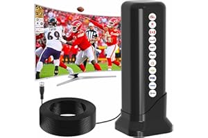 TV Antenna for Free Channels, 2025 Digital TV Antenna Indoor with Strong Magnetic Base, Long Range Reception HD Antenna for T