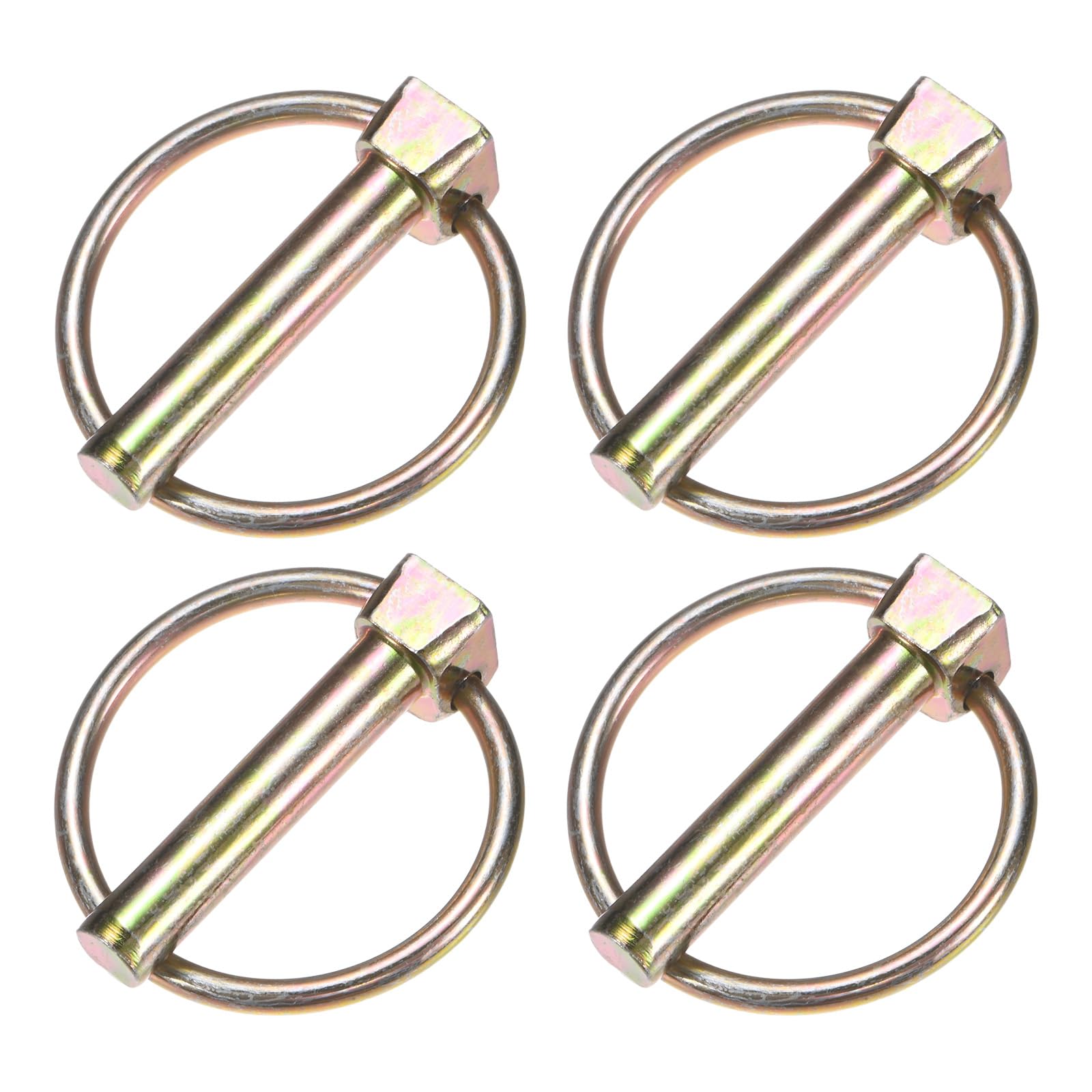 M METERXITY 4-Pack 5/16" Linch Pin with Ring, 1-9/16" Carbon Steel Lynch Pin Trailer Pins for Boat/Truck/Tractor/Trolley/Lawn Mower, Lock Clips Fastener Pin [8x40mm, Colored Zinc]