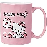 Silver Buffalo Sanrio Hello Kitty Apple Wax Resist Ceramic Pottery Mug, 17 Ounces