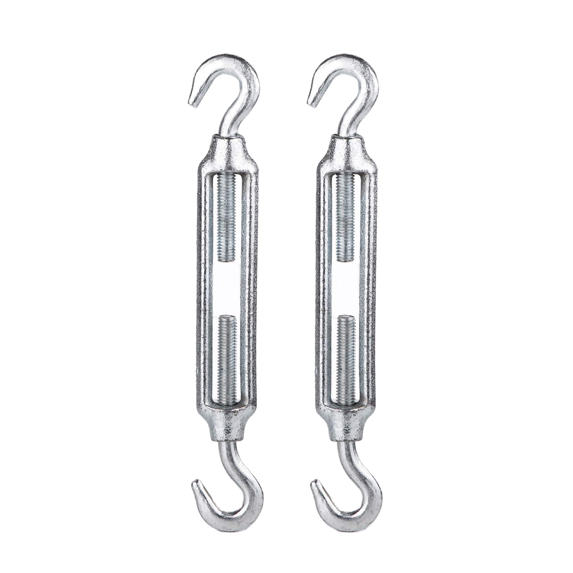 (Pack of 2 pcs) Wire Tensioner 12 x 125 mm Strainer M12 Galvanized Steel DIN 1480 Hook Rope Cable Tension Heavy Duty (2)