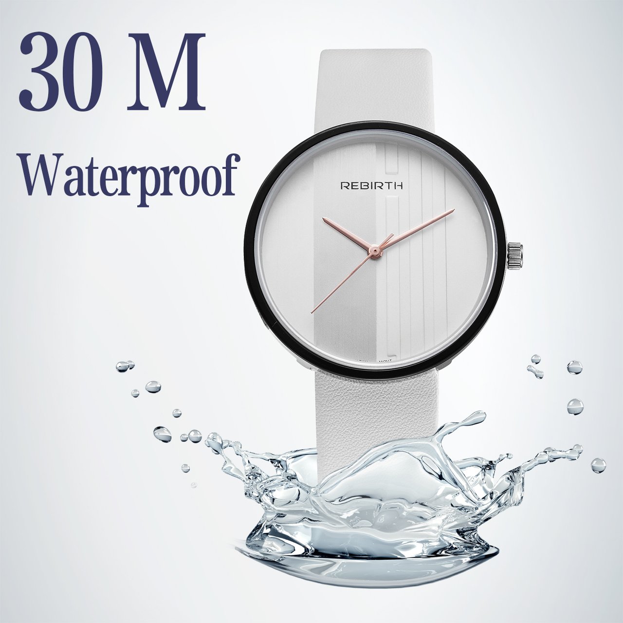 JSDDE Uhren,Elegant Armbanduhr Japanische Uhrwerk Ultra Dünn Gehäuse Gestreift Dial Lederband 3ATM Analog Qaurzuhr,Schwarz