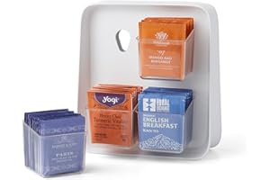 YouCopia TeaStand Tea Bag Organizer with Clear Removable Bins, Cabinet or Pantry Storage Caddy, 80-Bag