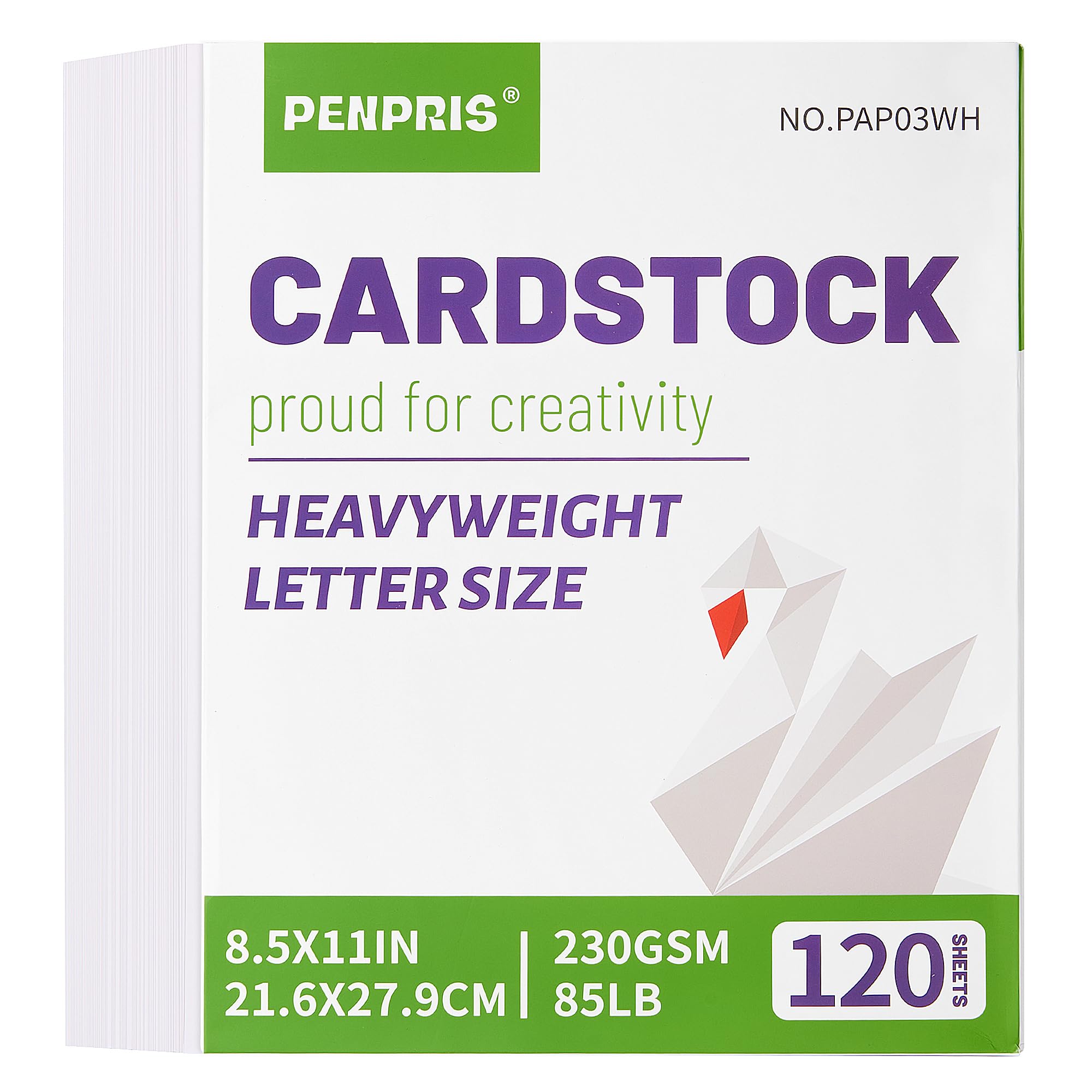 Photo 1 of 120 Sheets White Cardstock - 8.5” x 11” Letter Size Cover Card Stock 230gsm/85lb Heavyweight Paper Thick Paper for Scrapbooking, Crafts, Business Cards, Invitations PAP03WH