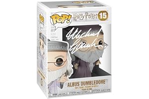 HOFSM.COM HALL OF FAME SPORTS MEMORABILIA Michael Gambon Albus Dumbledore #15 Harry Potter Facsimile Signed Reprint Laser Autographed Funko POP! Movies Figurine with Protector Case