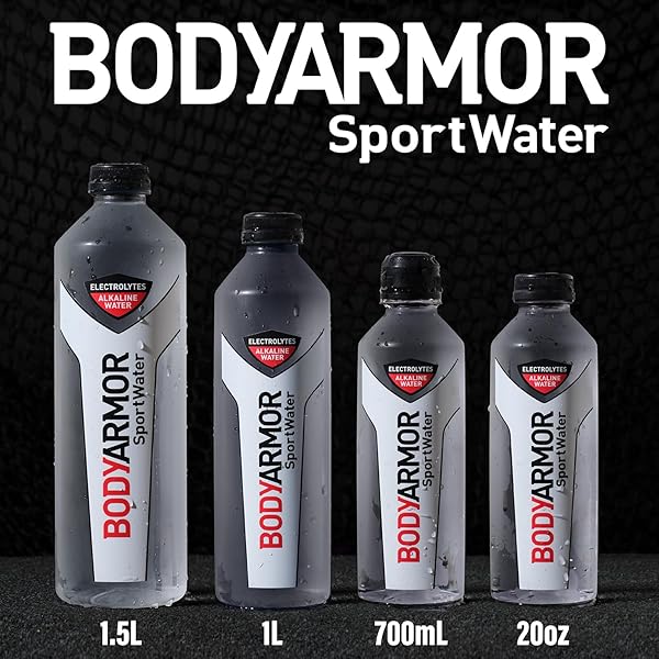 BODYARMOR SPORTWATER ALKALINE WATER, SUPERIOR HYDRATION, HIGH ALKALINE WATER PH 9+, ELECTROLYTES, PERFECT FOR YOUR ACTIVE LIFESTYLE, 1 LITER (PACK OF 6)