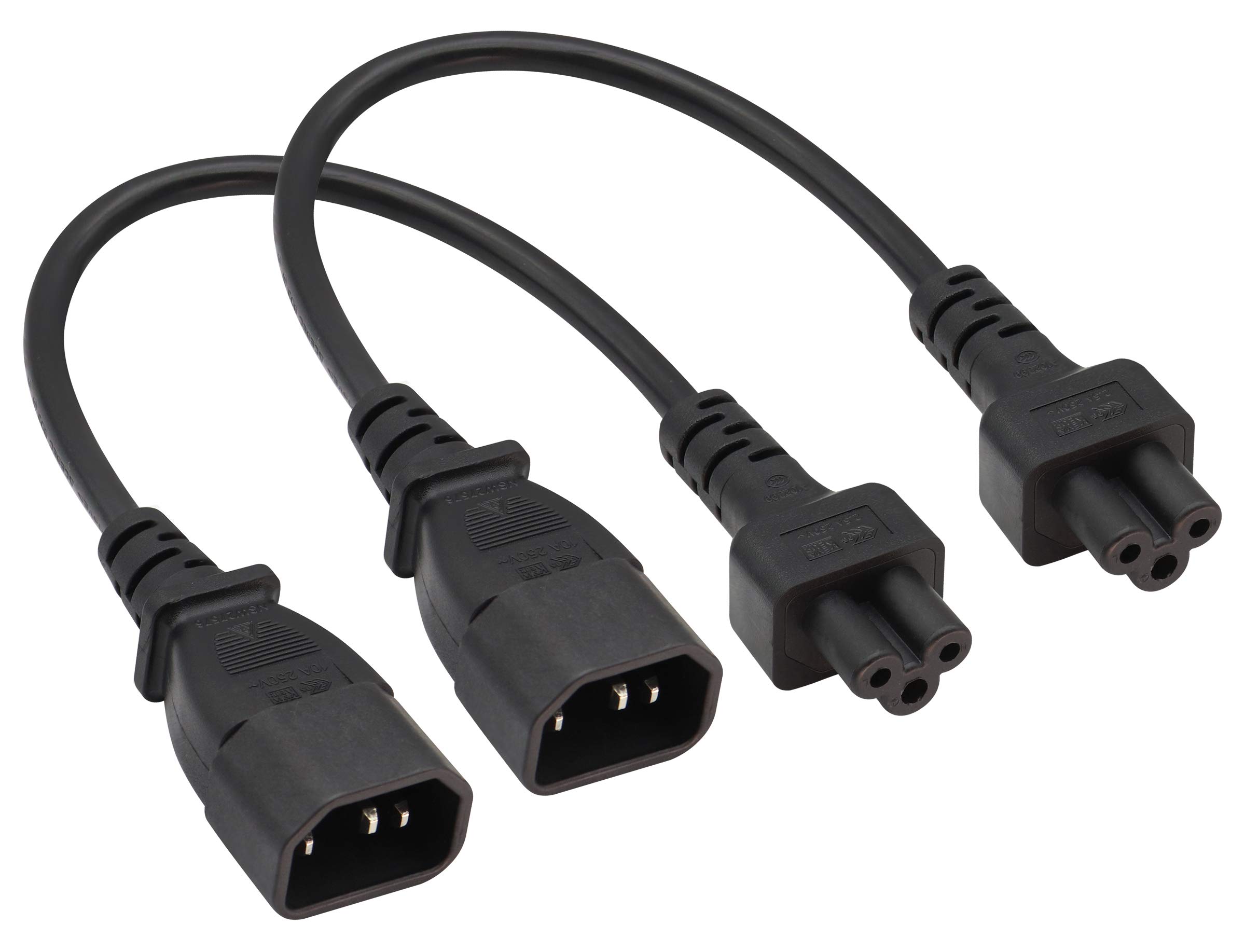 AAOTOKK (2 Pack) C14 to C5 AC Cable, 10A 125V IEC 3Pole Male to Mickey Mouse 3Pole Female Power Adapter,C5 to C14 AC Converter for Mickey Mouse Laptop Receptacle Converter (0.3m/1ft)