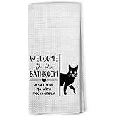 Zeuiwr Funny Black Cat Hand Towels, Black Cat Mom Lovers Gifts for Women Hand Towel for Bathroom, Pet Lover Owner Gifts Decorative Towels for Bathroom Decor 16x24 Inch