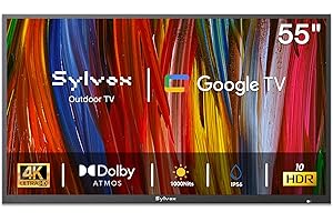 SYLVOX Outdoor TV, 55 inch Smart TV Waterproof Outdoor TVs, 4K Weatherproof Television for Outside, Support Google Assistant, Chromecast, 1000 nit Brightness Partial Sun (Deck Pro 2.0/2024)