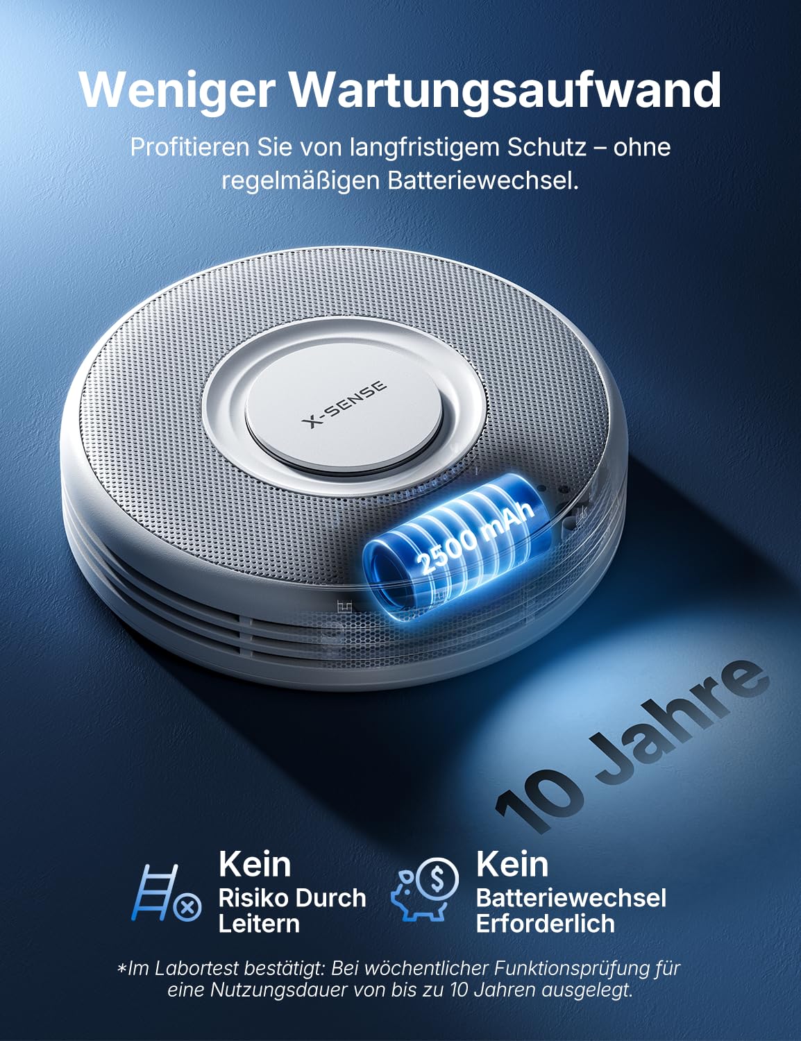 X-Sense Standalone Rauchmelder ohne App, ohne Basisstation, Nicht kompatibel mit SBS50, Deutscher Sprachalarm mit 17 Standortnamen, große Testtaste, kein Blinklicht im Standby, XS0B-SN, 3 Stück 5