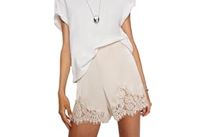 YOAWDATS Y2K Satin Lace Shorts for Women Comfy Elastic Waist Coquette Micro Mini Silk Shorts Going Out Slip Bottoms