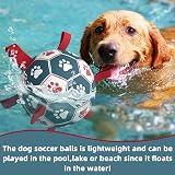 HETOO Dog Toys Extra Large Football with Straps 9 Inch Blue Red view 6