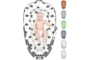 YTUGNE Baby Lounger, 100% Cotton Newborn Lounger for 0-24 Months, Co Sleeping Breathable & Soft Baby Nest, Infant Lounger Baby Floor Seat, Portable Lightweight Lounger Newborn Babies Essentials(Cloud)