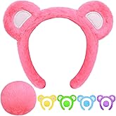 MUKOSEL Bear Ears Headband and Tail Set, Bear Costume Animal Ears Costume for Adult Women Men, Halloween Party Headwear