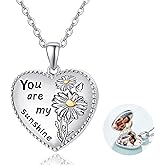 Dreamboat Personalized Heart Locket Necklace for Women 925 Sterling Silver Custom You Are My Sunshine Lockets Pendant That Holds Pictures Photo Keepsake Jewelry Anniversary Birthday Gifts
