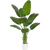 TXABL Artificial Bird of Paradise Plant 5FT Fake Palm Tree Feaux Plants in White Pot Artificial Tree Fake Plant for Indoor Outdoor Modern Decoration for Home Living Room Office